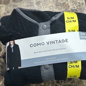 Como Vintage Black and Gray Sherpa Pullover